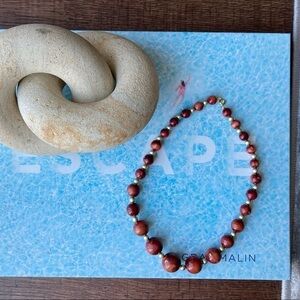 Vintage Faux Red Jasper Marble Beaded Necklace